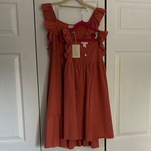 Ruffled Coral Dress Set